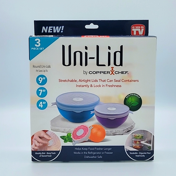 Uni-lid by copper chef bundle of 4 each Box contains 3 piece set - Picture 2 of 8